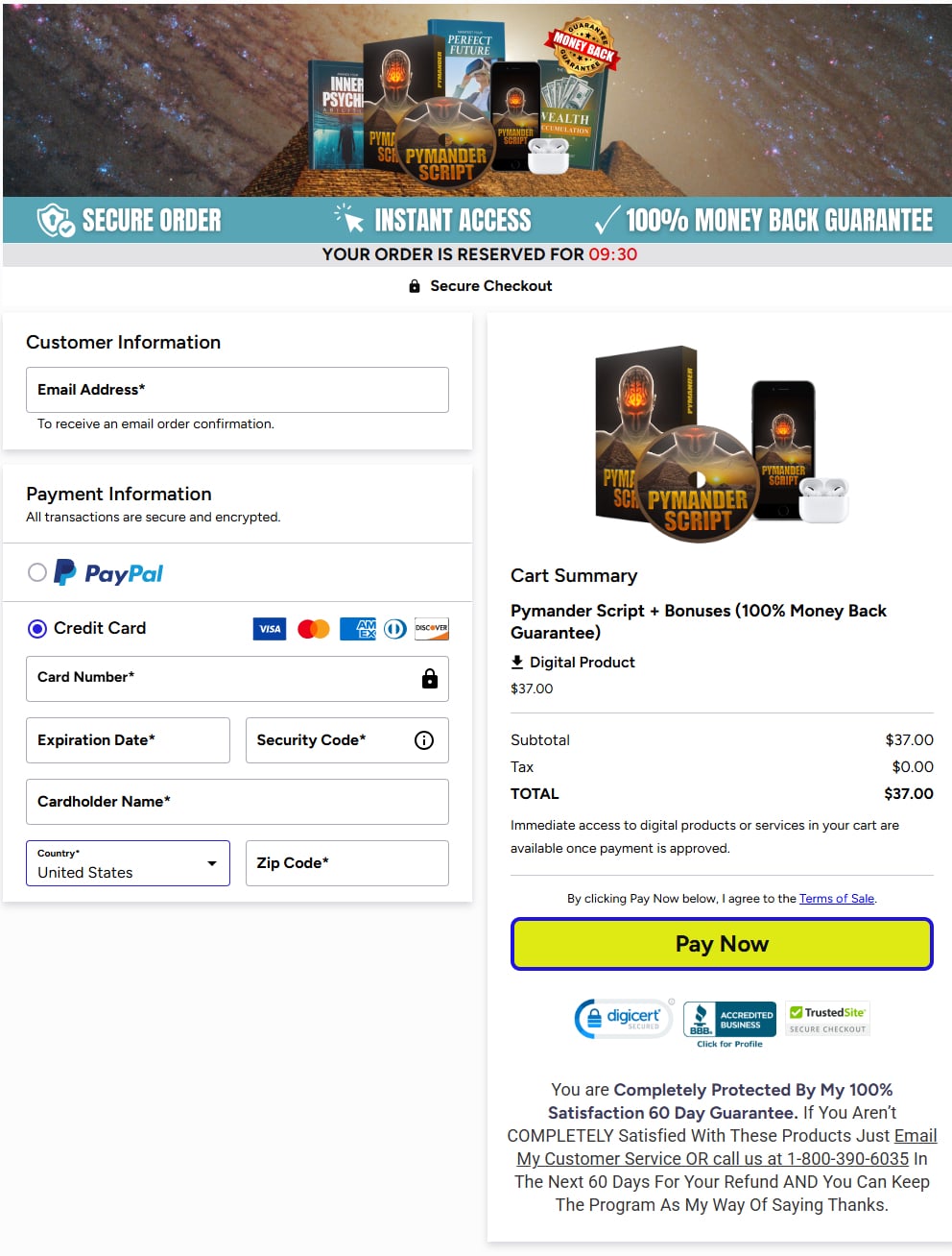 Pymander Wealth Script Checkout Page